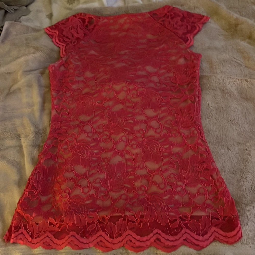 Beautiful Cap Sleeve Lace Top by Boston Proper Size Sm. Color is Forget Me Not - Picture 6 of 7